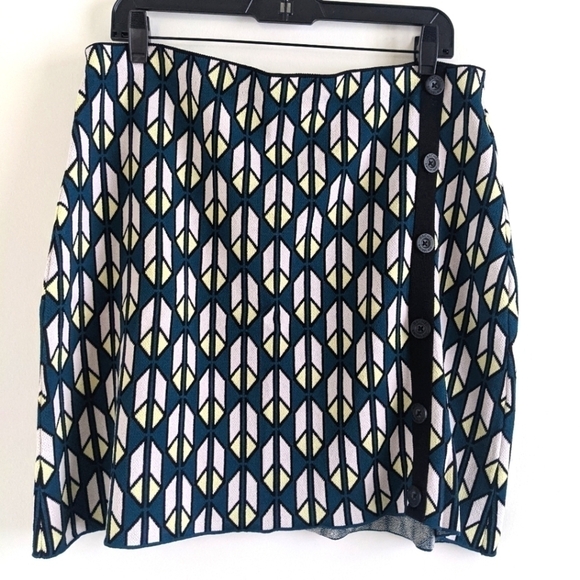 RACHEL Roy Mod Chevron Knit Sweater Mini Skirt Teal Black Mod L Tennis Preppy - Picture 1 of 10